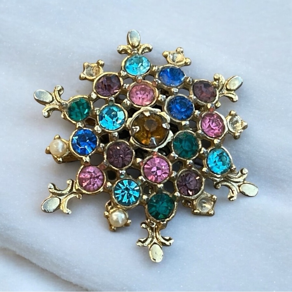 Elegant Multicolor Gemstone Brooch Pendant